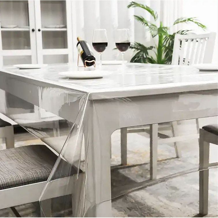 Symple Stuff Aghrunniaght Clear Plastic Vinyl Pvc Fabric Table Cover ...